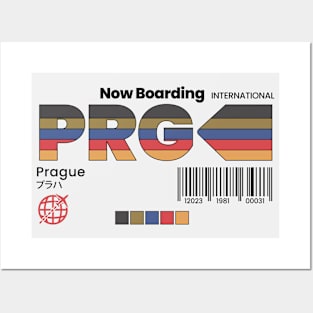 Vintage Prague PRG Airport Retro Travel Czech Republic Posters and Art